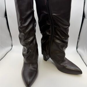 Unisa Elegant Black Leather Knee-High Boots